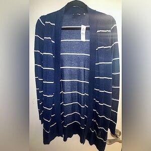 Loft Cardigan - Navy with White Stripes